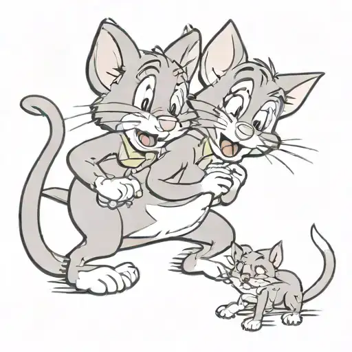 tom and jerry small tattoo design idea