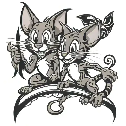 tom and jerry   tattoo design idea