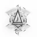 "Firmitas intentionum. Decretorium actiosign" title. In a lignt that is draw as sharp stripes tattoo design idea