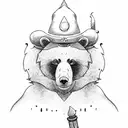 A bear wearing a wizard hat and holding a magic wand tattoo design idea