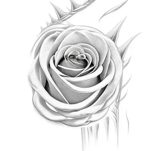 Silver Fern with roses and leaves  tattoo design idea
