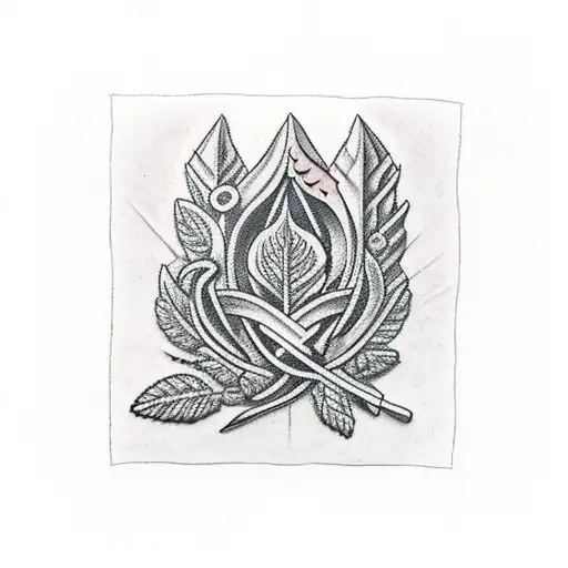 Bricklayer tools intertwined with laurel wreath tattoo design idea