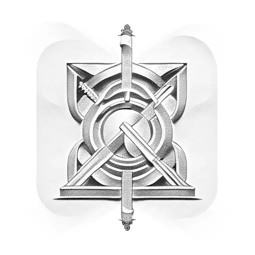 Bricklayer tools intertwined with laurel wreath tattoo design idea