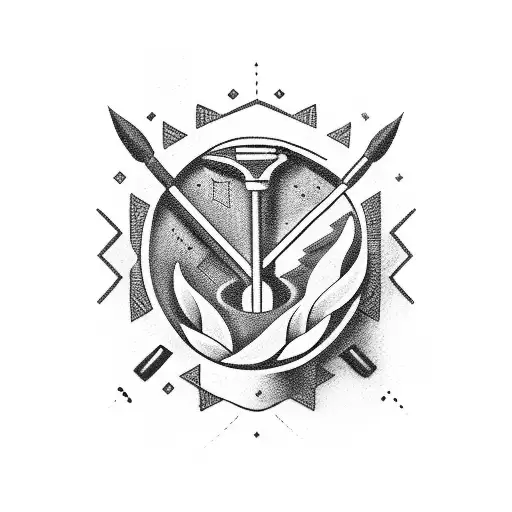 Bricklayer tools intertwined with laurel wreath tattoo design idea