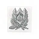 Bricklayer tools intertwined with laurel wreath tattoo design idea