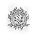 Bricklayer tools intertwined with laurel wreath tattoo design idea