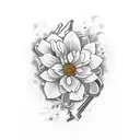 A phlebotomist's tools intertwined with delicate floral elements tattoo design idea