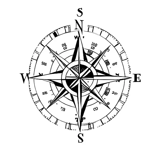 A compass with coordinates of Madrid and Ponferrada tattoo design idea