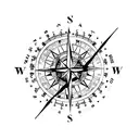 A compass with coordinates of Madrid and Ponferrada tattoo design idea