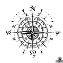 A compass with coordinates of Madrid and Ponferrada tattoo design idea