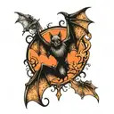 bats with scary background  tattoo design idea