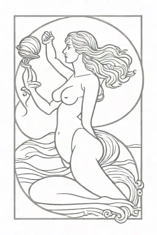 Libra birth of venus tattoo design idea