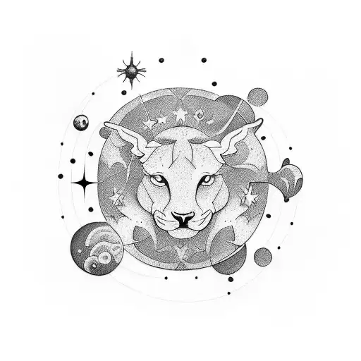 Create a tattoo of a family of animals in a celestial setting with stars and constellations tattoo design idea