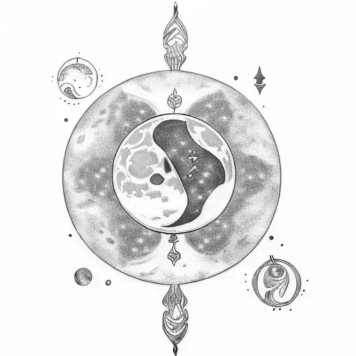 Design a tattoo incorporating the moon phases and water elements for a Scorpio and Cancer theme tattoo design idea