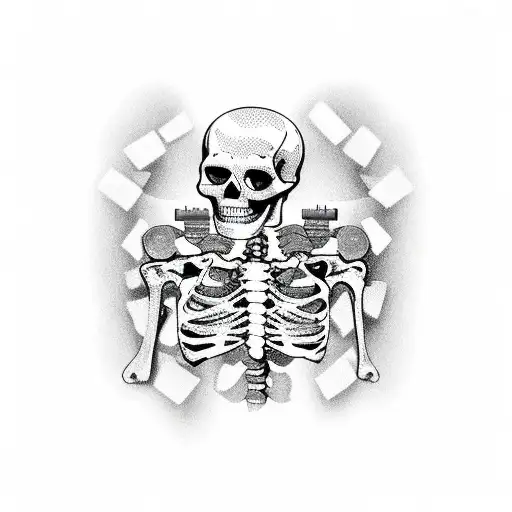 Skeleton with typewriter tattoo design idea