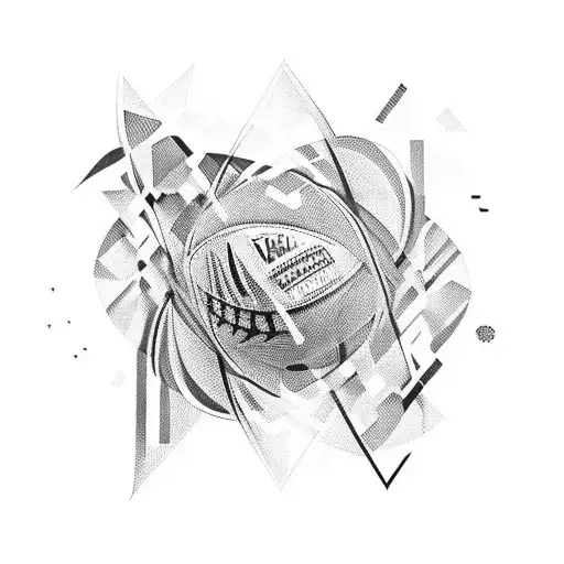 A rugby player in action, surrounded by abstract geometric shapes tattoo design idea