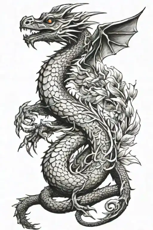 vegetation dragon tattoo design idea