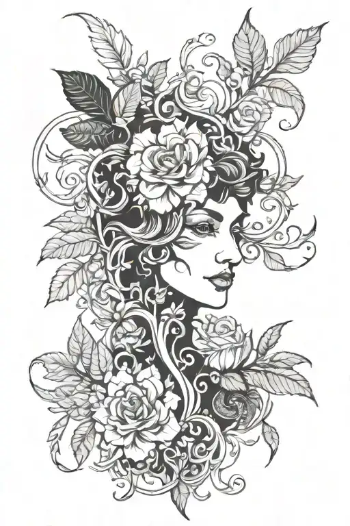 vegetation god dionis tattoo design idea