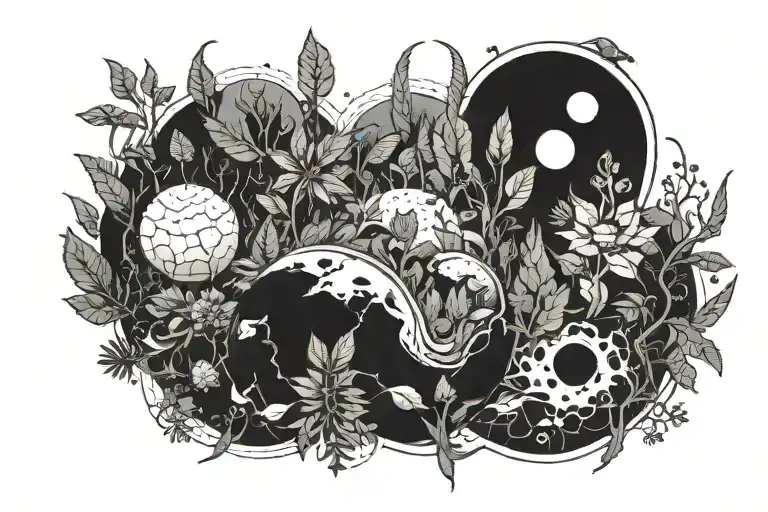 vegetation hellish planet inspired tattoo design idea