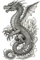 vegetation dragon tattoo design idea