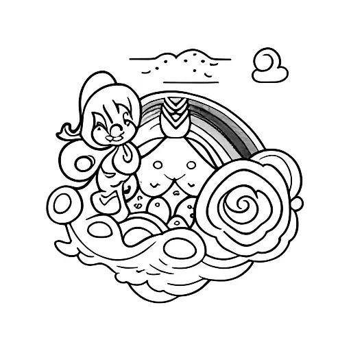 Pin pack of rainbow, flower, fairy, blob and blueberry tattoo design idea