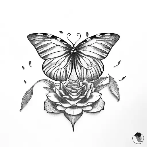 Sage plant with butterfly tattoo design idea