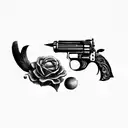 two revolvers tattoo design idea