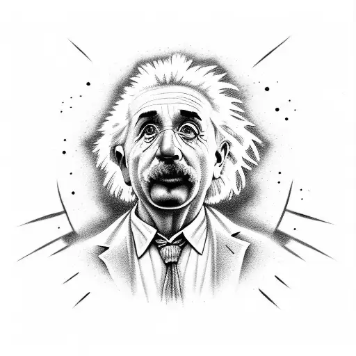 Einstein half face Rick Sanchez with an ecuación background  tattoo design idea