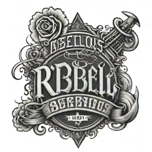Create a sleeve tattoo featuring rebellious lettering inspired by Rebel 8 with a gym theme tattoo design idea