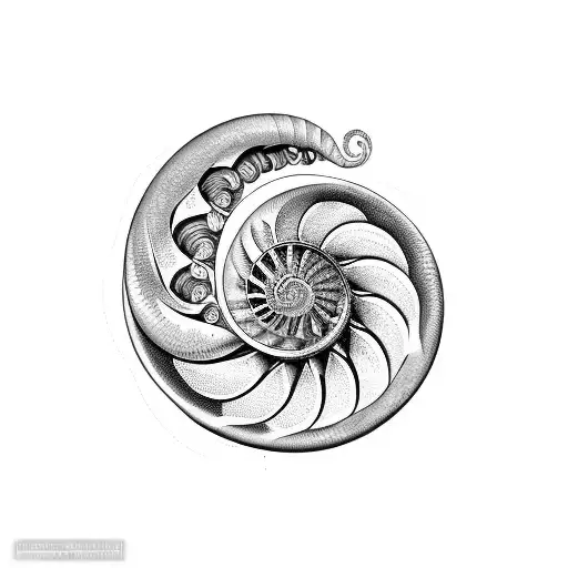 Nautilus and Fibonacci Spiral tattoo design idea