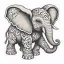 Emmalyn angel baby elephant tattoo design idea