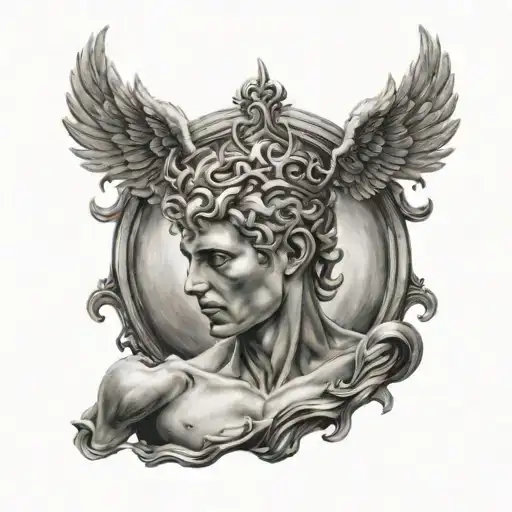 Atlast holding mercury   tattoo design idea