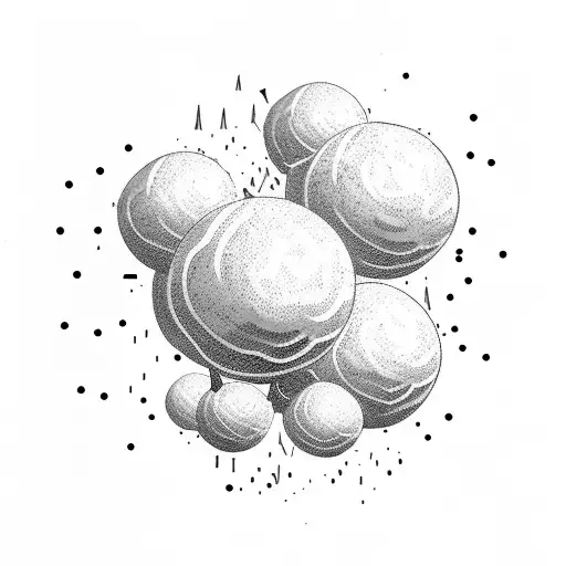 storm cloud raining sports balls tattoo design idea