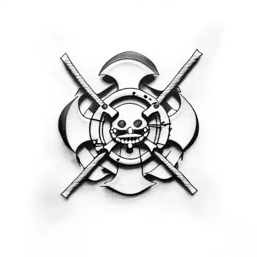an anime picture of straw hat luffy's crossbones tattoo design idea