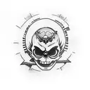 an anime image of the skull featured on Luffy's crossbones, straw hat tattoo design idea