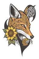 celtic knotwork, fox, sunflower incorporated tattoo design idea