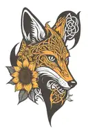 celtic knotwork, fox, sunflower incorporated tattoo design idea
