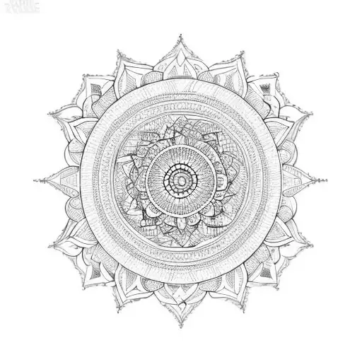 mandala with hears for elbow tattoo design idea