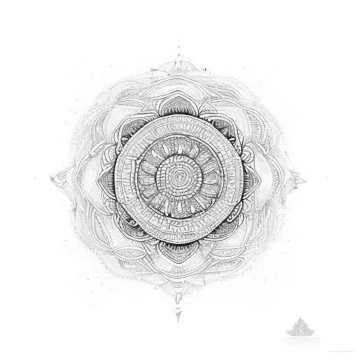 mandala with hears for elbow tattoo design idea