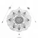 mandala with hears for elbow tattoo design idea