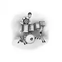 drummer playing down a hall tattoo design idea