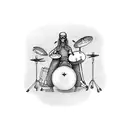 drummer playing down a hall tattoo design idea