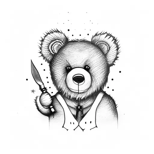 teddy bear with a dagger stabbed through it  tattoo design idea