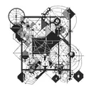 Quantum mechanics inspired design incorporating geometric shapes and equations tattoo design idea