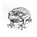 Bullfrog sitting on stone block under a full moon with XIII carved on tattoo design idea