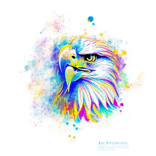A modern interpretation of an eagle's renewal process, with vibrant colors and abstract elements tattoo design idea