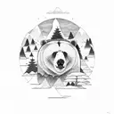 Mountain Scene, Bear, Willow Tree, Ocean tattoo design idea