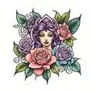 Kylee, Gemini, rose, Alexandrite tattoo design idea