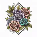 Kylee, Gemini, rose, Alexandrite tattoo design idea