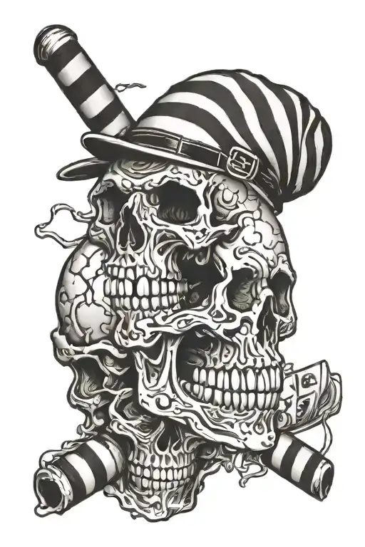 where's waldo squeezing out of the top half skull tattoo design idea